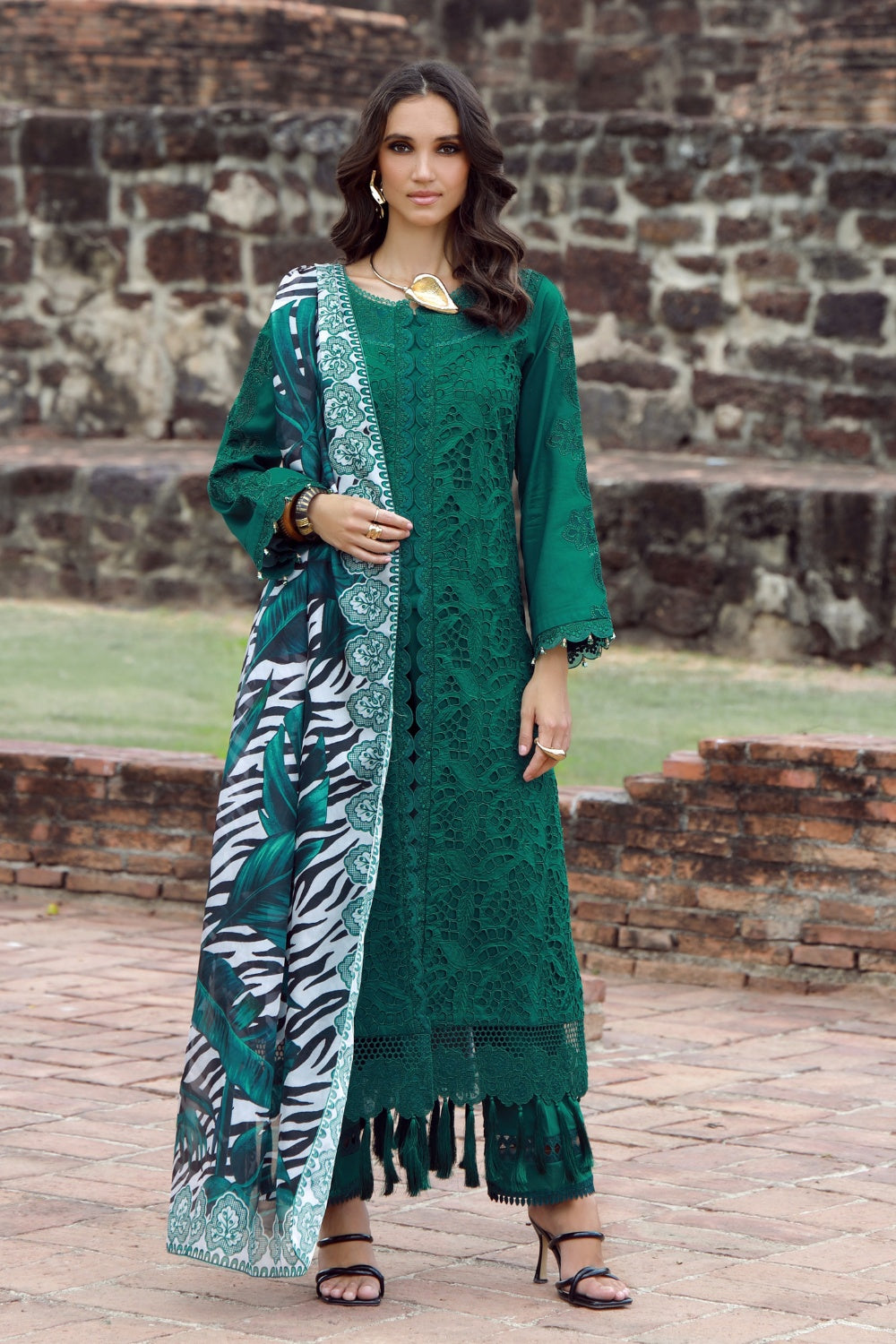 Emerald Drape With Long Shirt