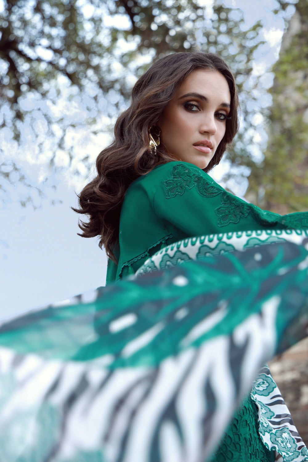 Emerald Drape With Open Shirt