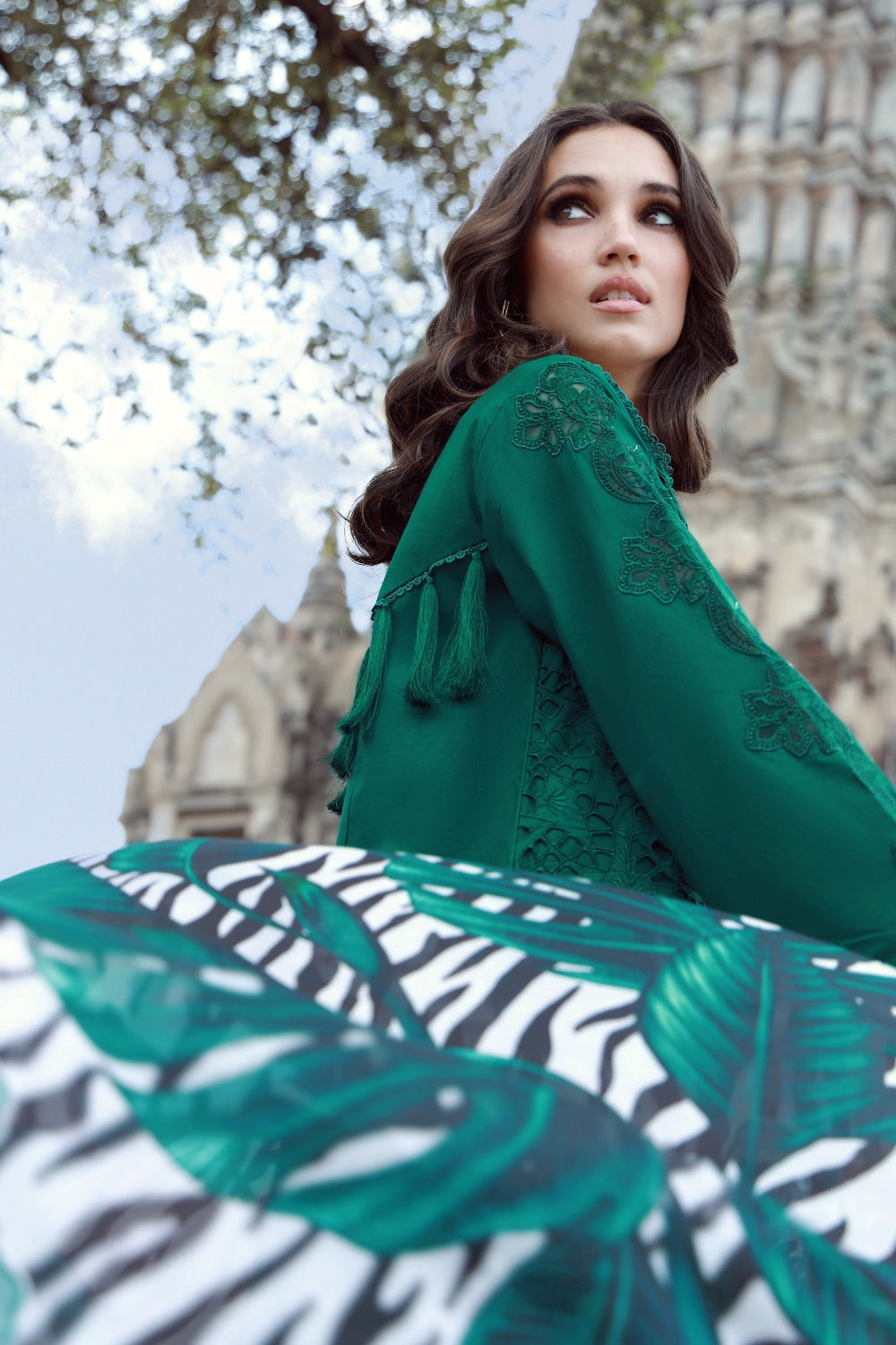 Emerald Drape With Open Shirt