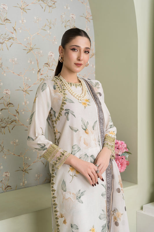 Serenade - White Premium Fabric Pakistani Summer Dresses - Sahiba-clothing - 2