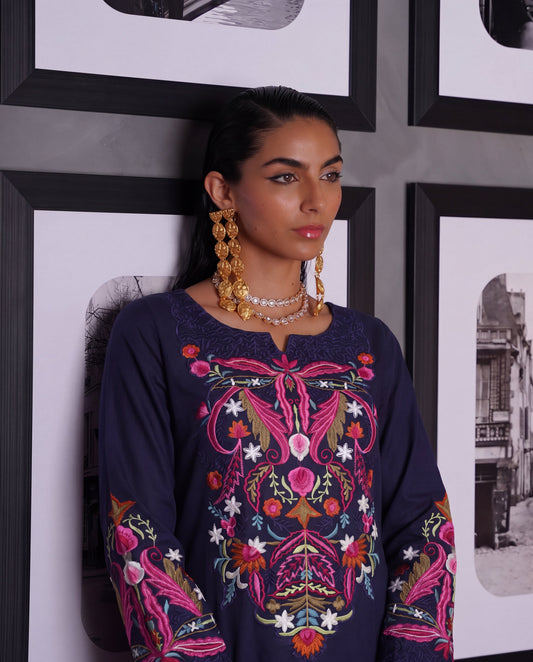 Nayza Navy Premium Fabric Pakistani Summer Dresses - Sahiba-clothing - 2