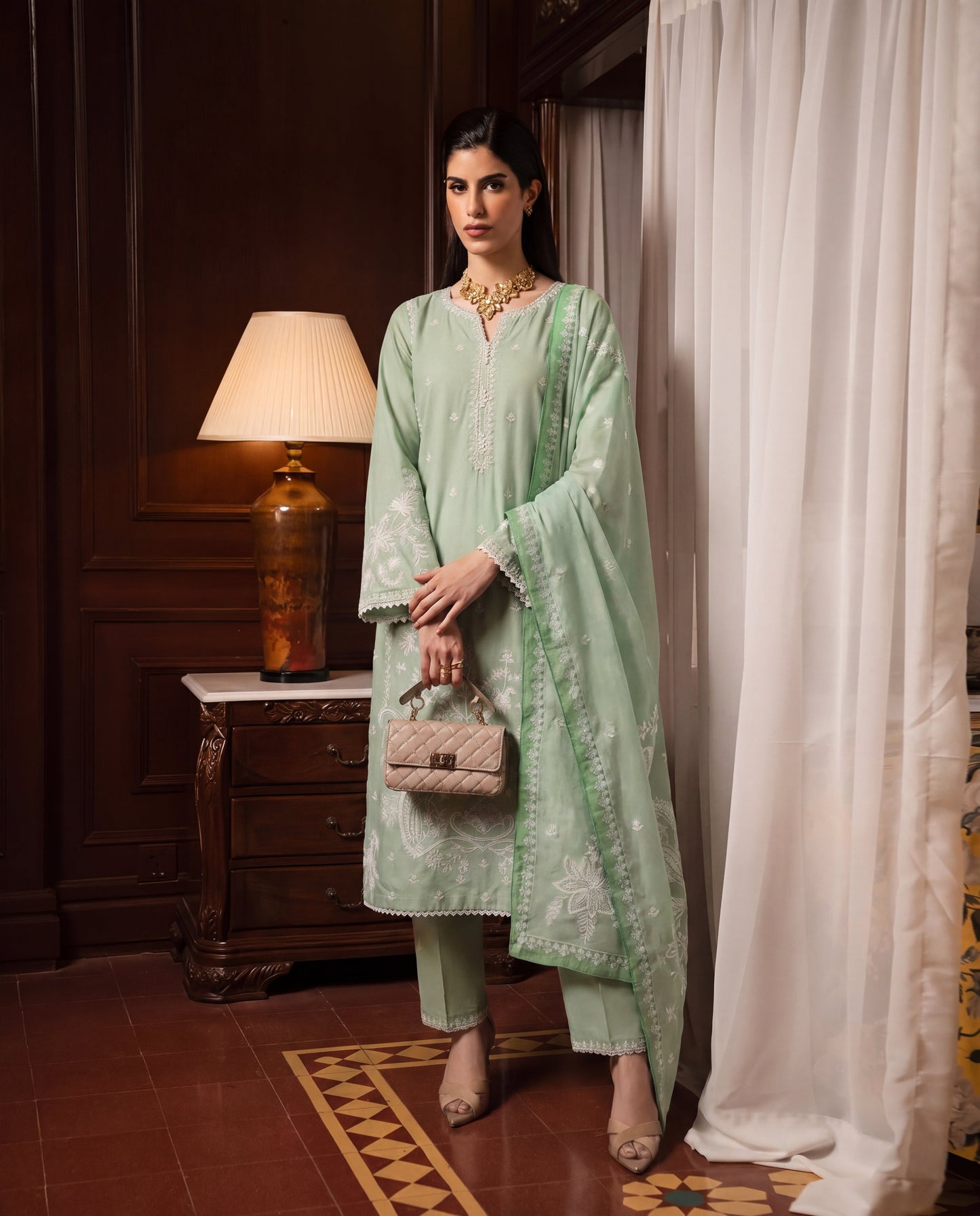 Ornate Pista Premium Fabric Pakistani Summer Dresses - Sahiba-clothing - 7