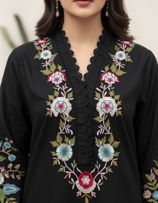 Zafreen Black Premium Fabric Pakistani Winter Dresses - Sahiba-clothing - 2