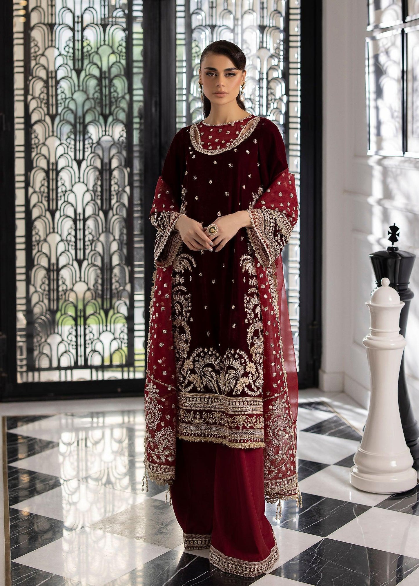 Maroon Muse Pakistani Formal Dresses Collection