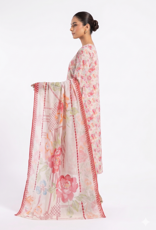 Floral - D09 Lawn Pakistani Summer Dresses - Humdum - 2