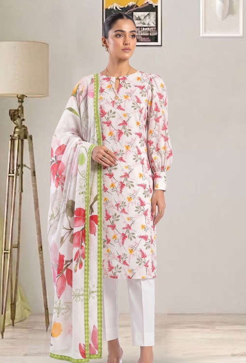 Floral Lawn Cotton Pakistani Summer Dresses - Humdum - 1