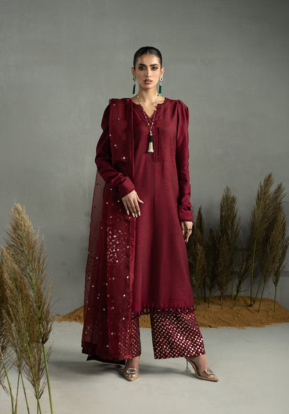 ZQS 018 ROSE ROUGE Raw Silk Pakistani Formal Dresses
