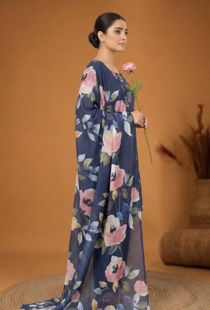 Floral Lawn Cotton Pakistani Summer Dresses - Humdum - 2