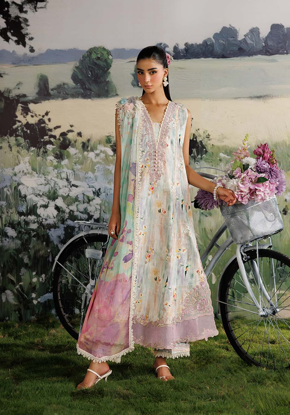 SHABNAM ZQ003 Chiffon Pakistani Summer Dresses - Zarqash - 1
