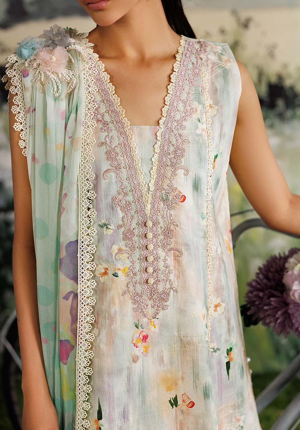 SHABNAM ZQ003 Chiffon Pakistani Summer Dresses - Zarqash - 3