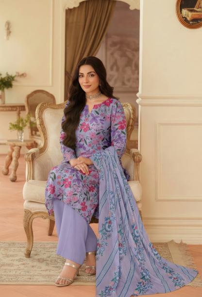 Floral - D03 Chiffon Pakistani Summer Dresses - Humdum - 3