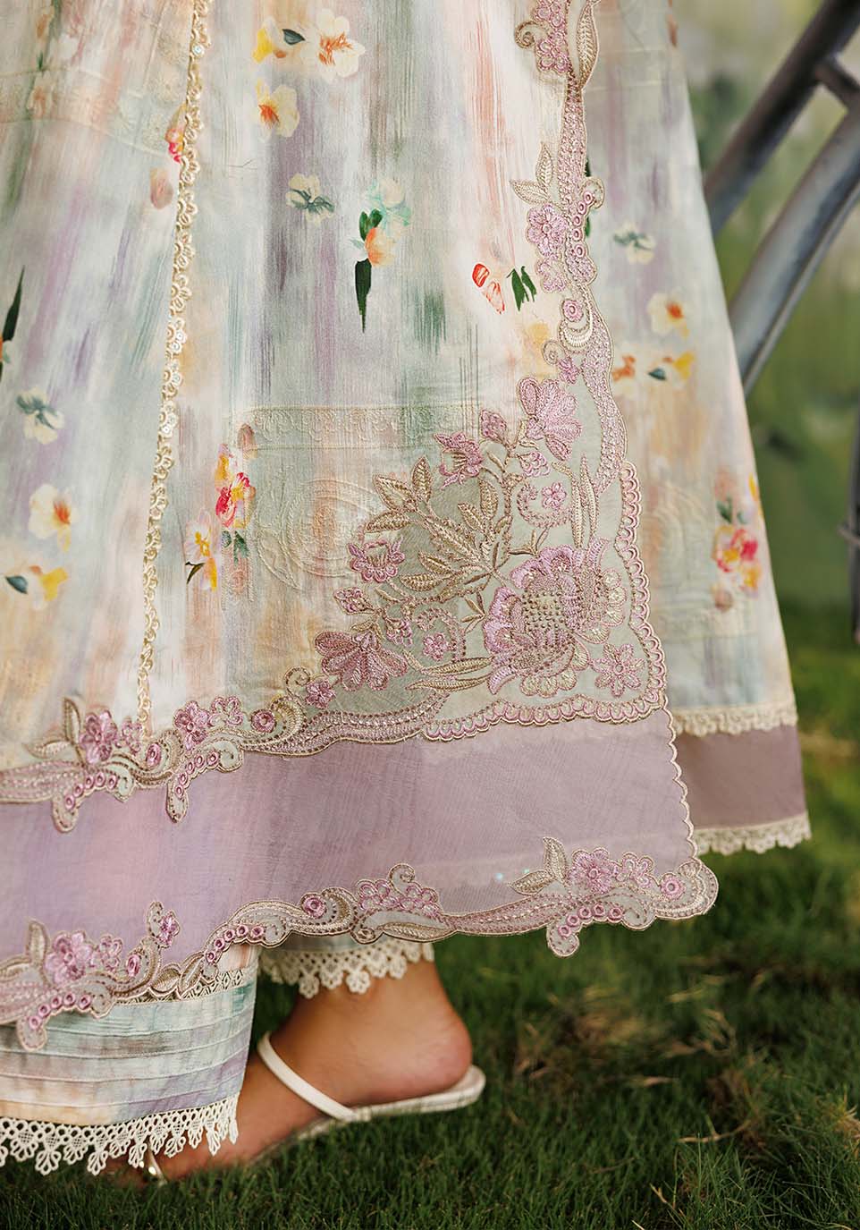 SHABNAM ZQ003 Chiffon Pakistani Summer Dresses - Zarqash - 4