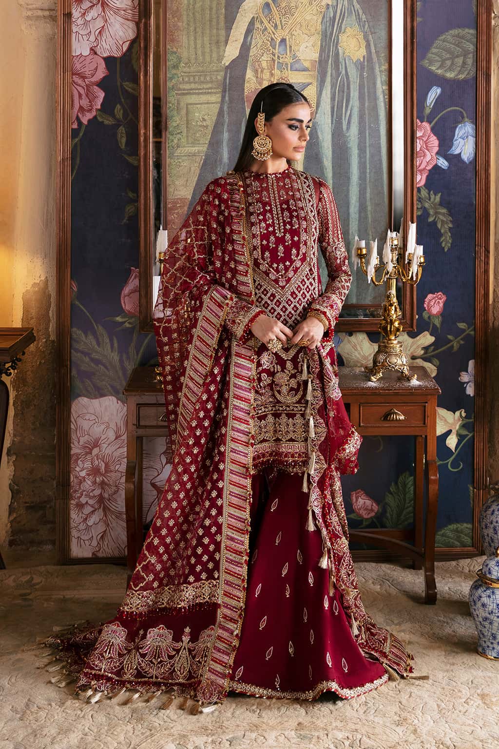 Dabeer Raw Silk Pakistani Bridal and Formal Dresses - Afrozeh - 1