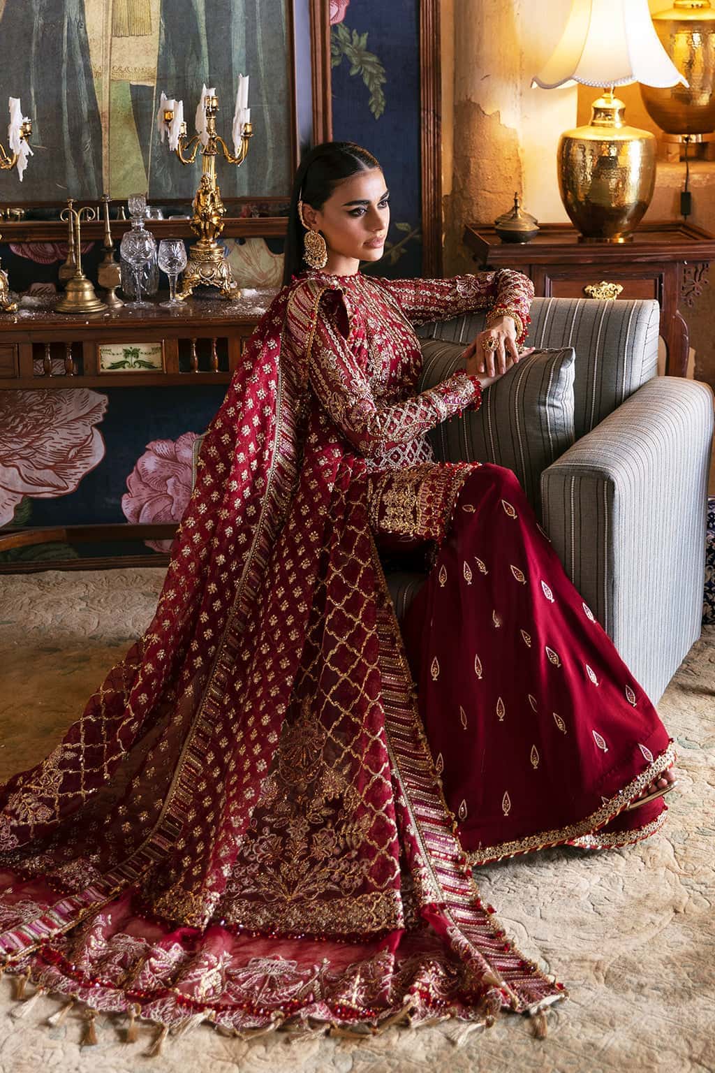 Dabeer Raw Silk Pakistani Bridal and Formal Dresses - Afrozeh - 6