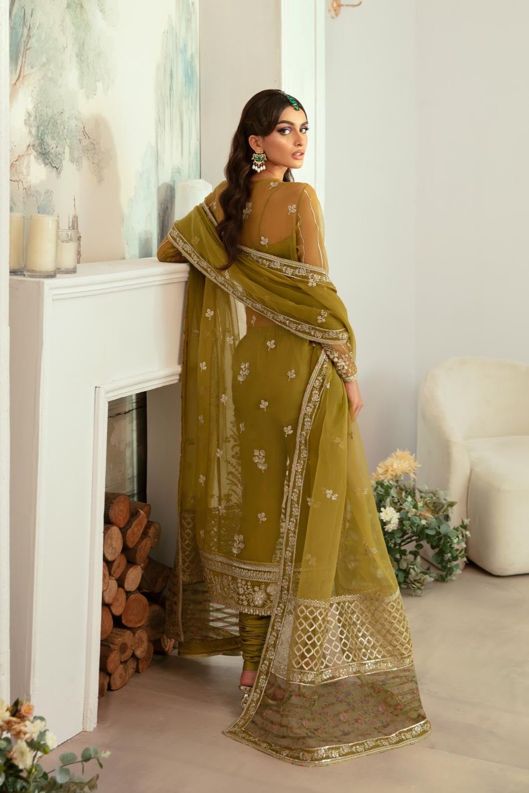 Islet Organza Pakistani Formal Dresses - Akbar Aslam - 5