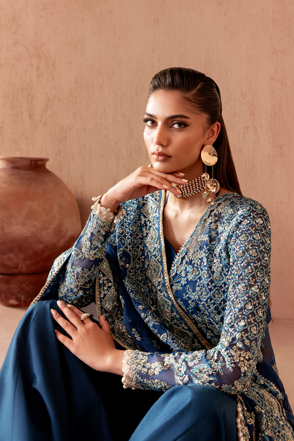 ELARA Raw Silk Pakistani Formal Dresses