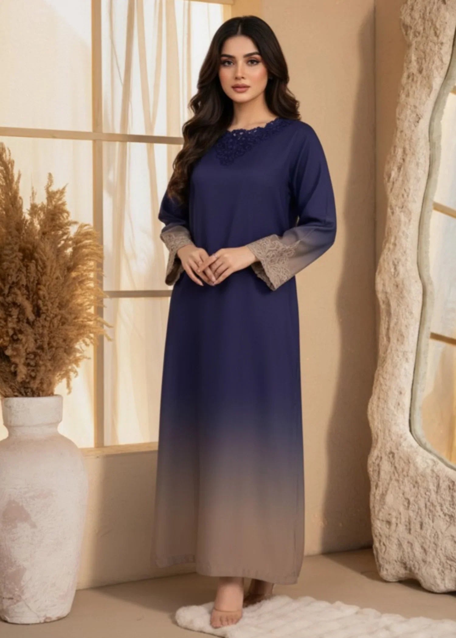 Naghma Navy Premium Fabric Pakistani Summer Dresses - Sahiba-clothing - 8