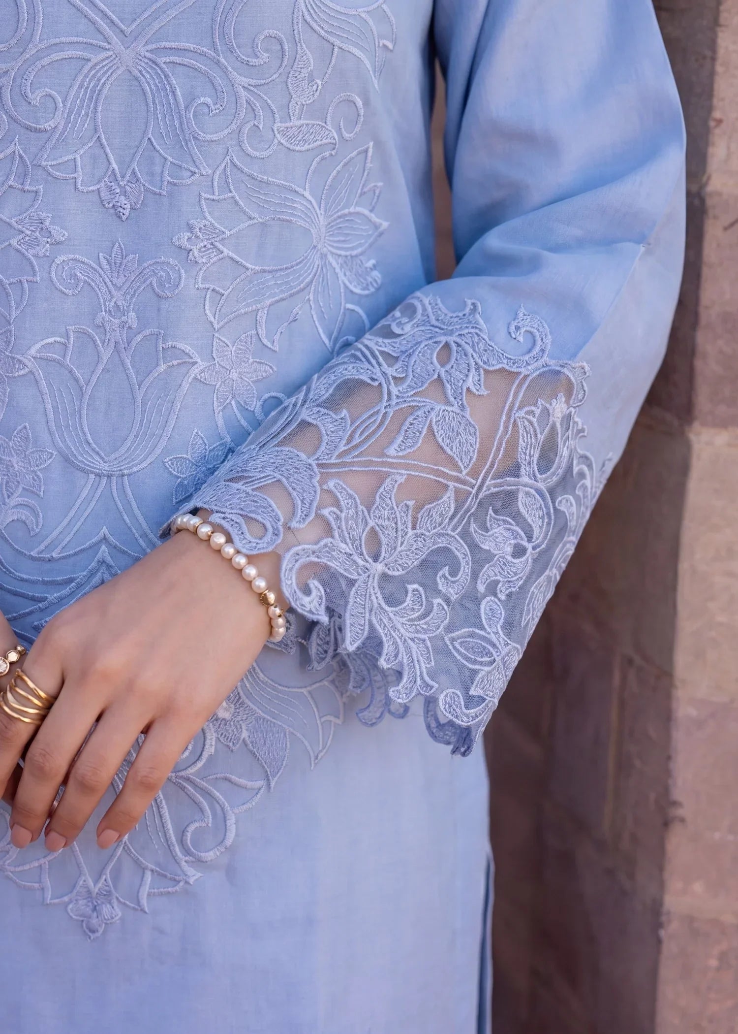 Wimzy Blue Premium Fabric Pakistani Summer Dresses - Sahiba-clothing - 5