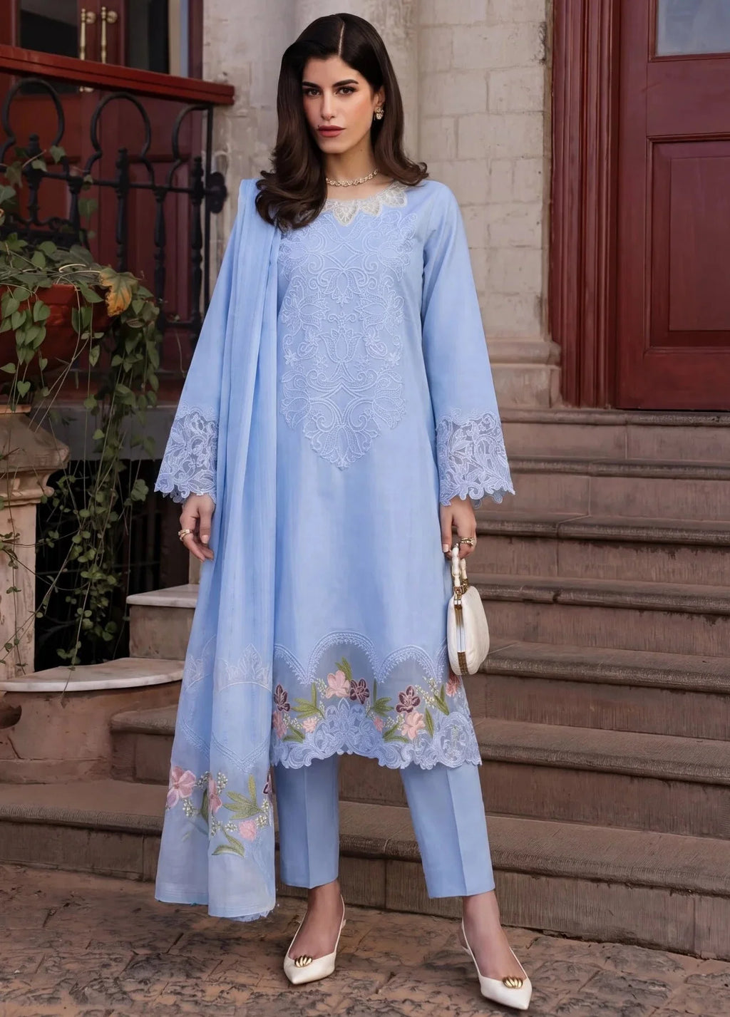 Wimzy Blue Premium Fabric Pakistani Summer Dresses - Sahiba-clothing - 1
