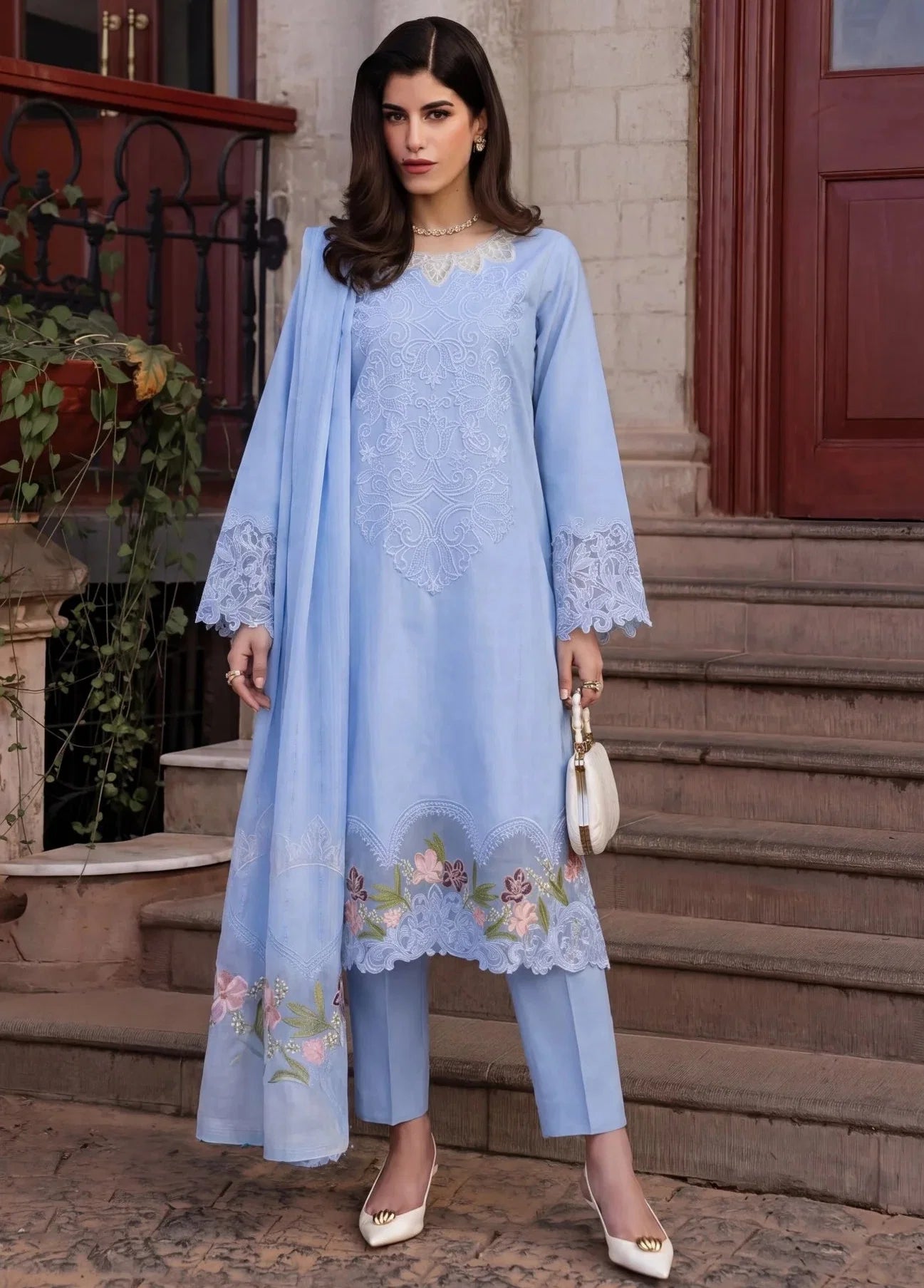 Wimzy Blue Premium Fabric Pakistani Summer Dresses - Sahiba-clothing - 1