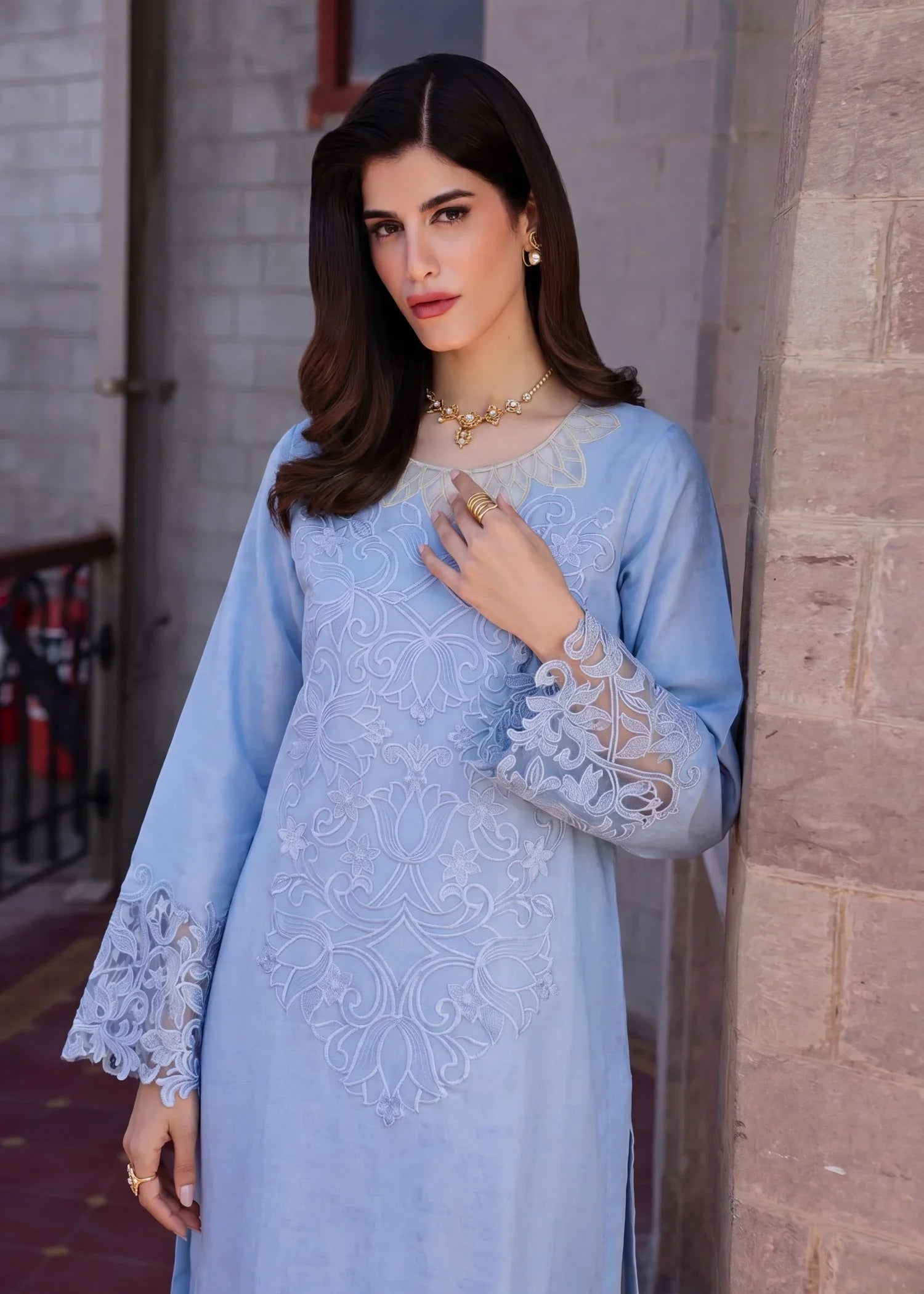 Wimzy Blue Premium Fabric Pakistani Summer Dresses - Sahiba-clothing - 2