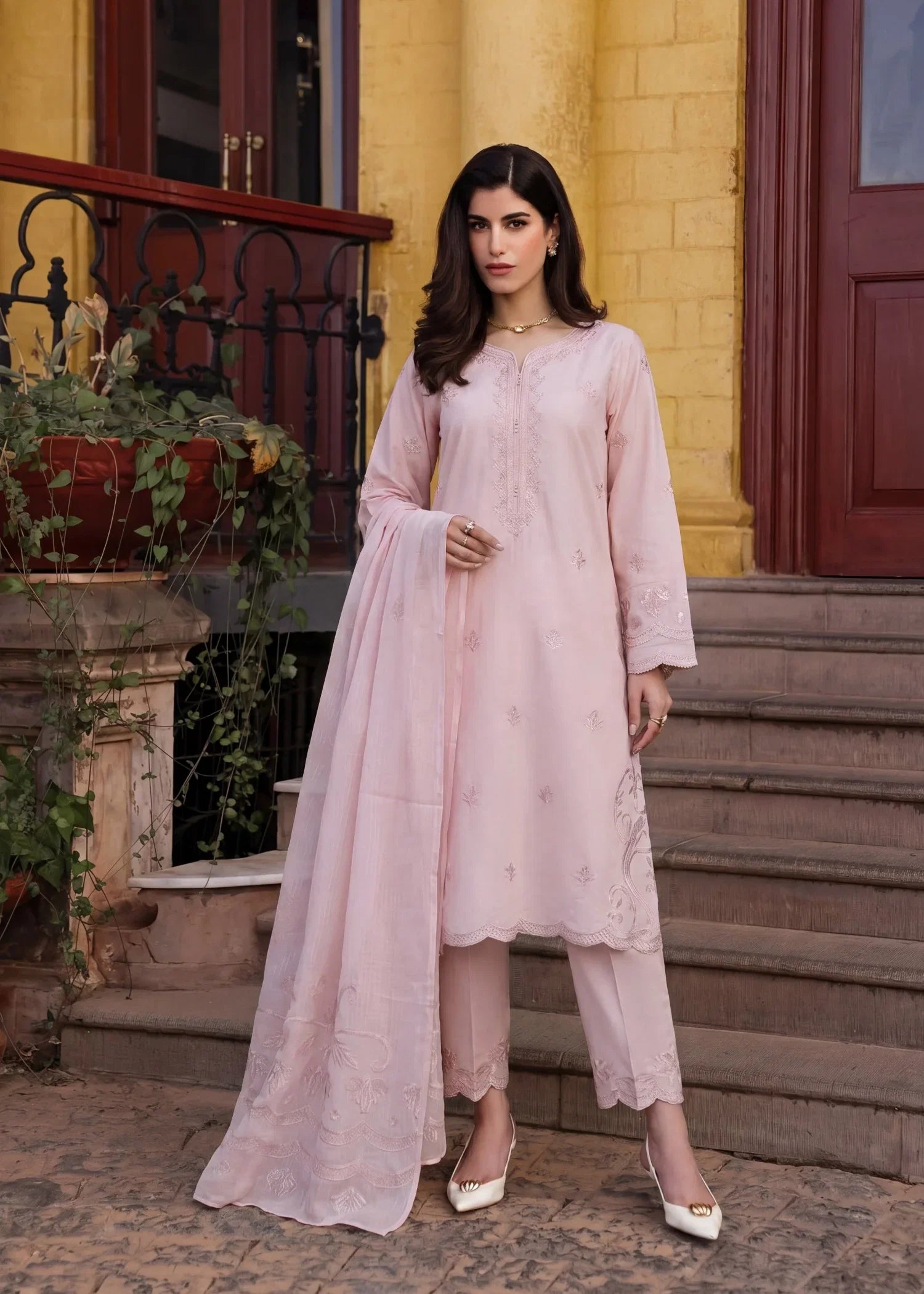 Freedom Pink Premium Fabric Pakistani Summer Dresses - Sahiba-clothing - 1