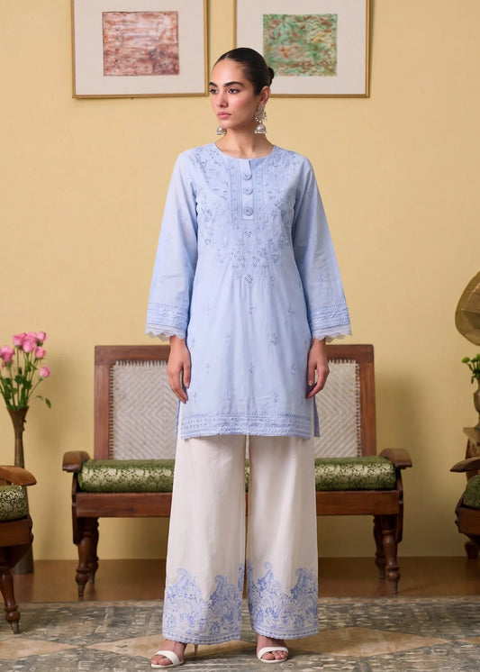 Honey Sky-blue Premium Fabric Pakistani Summer Dresses - Sahiba-clothing - 1