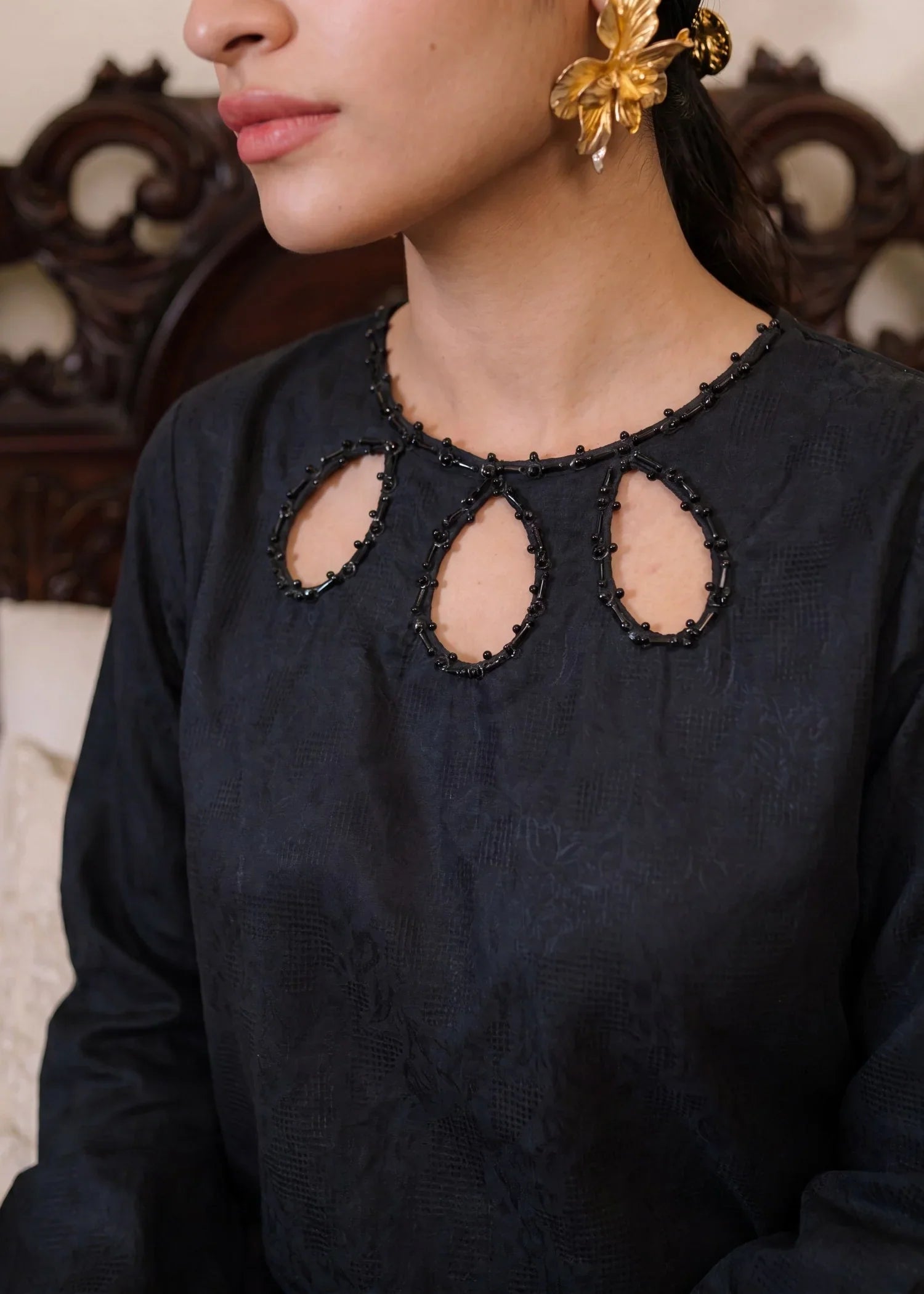 Yazra Black Premium Fabric Pakistani Summer Dresses - Sahiba-clothing - 4
