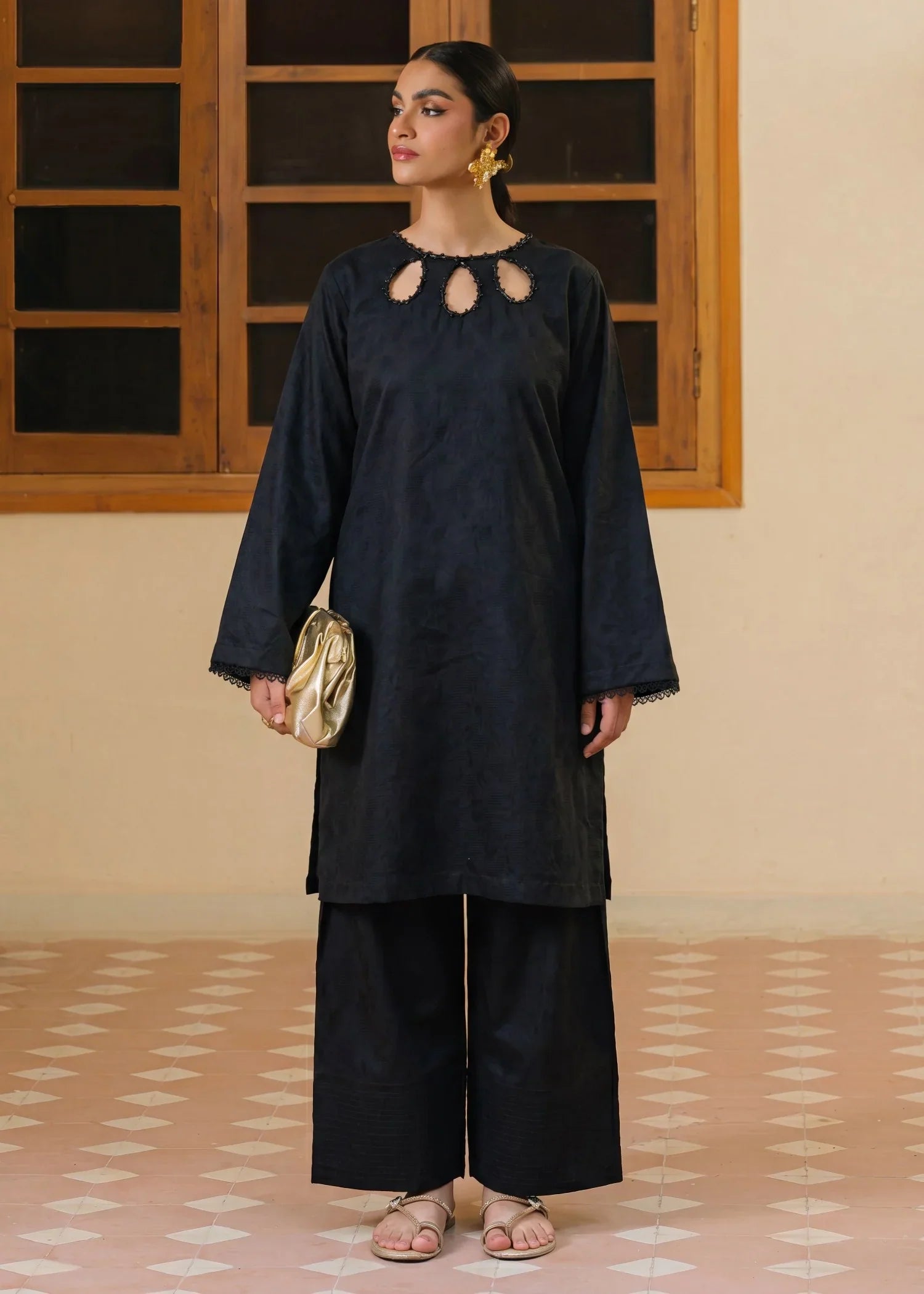 Yazra Black Premium Fabric Pakistani Summer Dresses - Sahiba-clothing - 1