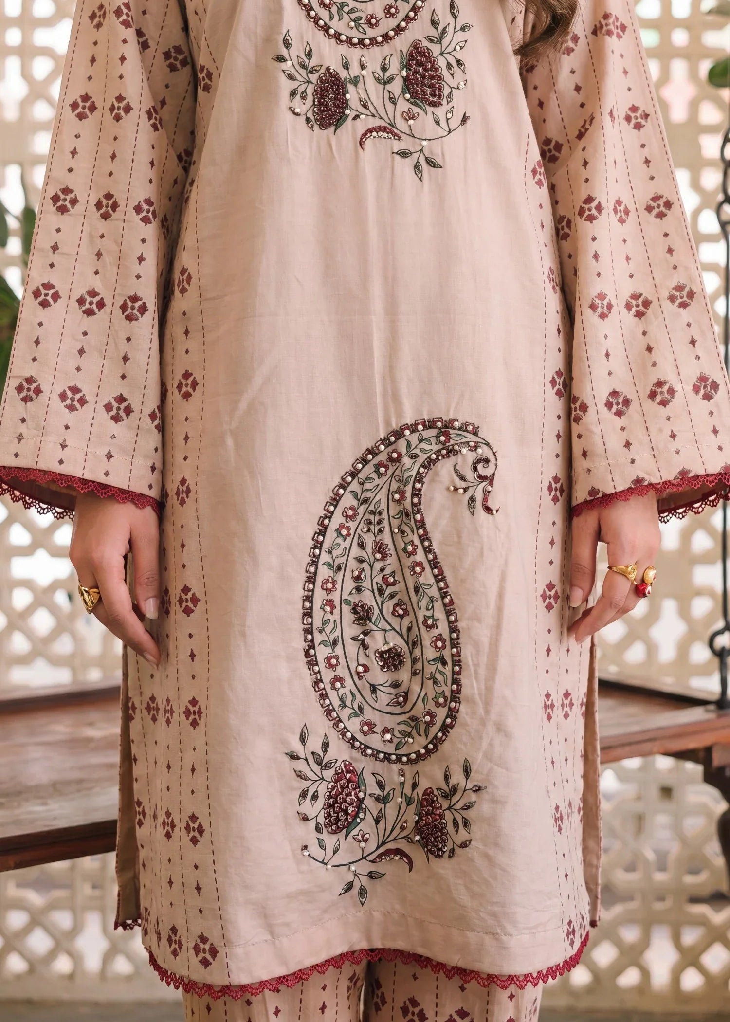 Cherry Skin Premium Fabric Pakistani Summer Dresses - Sahiba-clothing - 5