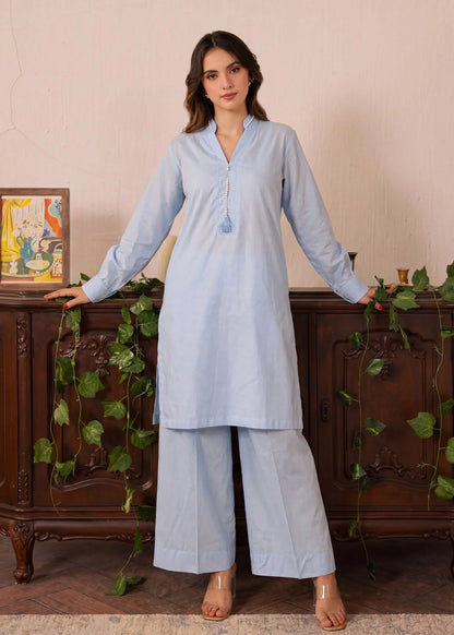 Ametrine Sky Blue Premium Fabric Pakistani Winter Dresses - Sahiba-clothing - 1