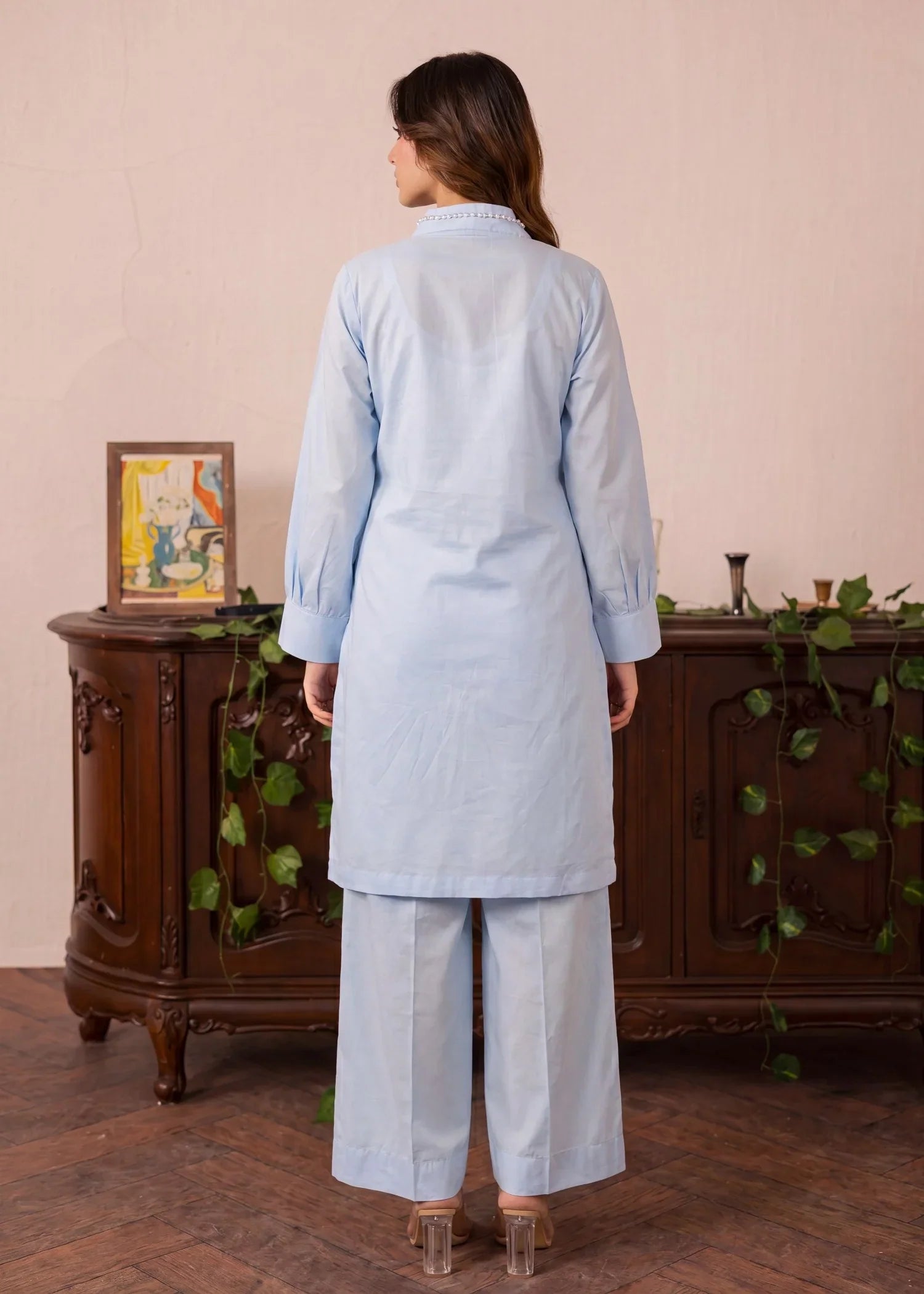 Ametrine Sky Blue Premium Fabric Pakistani Winter Dresses - Sahiba-clothing - 2