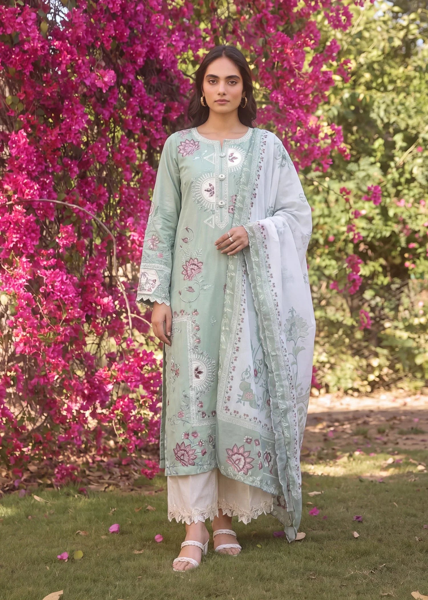 Humnawah Pista Premium Fabric Pakistani Summer Dresses - Sahiba-clothing - 1