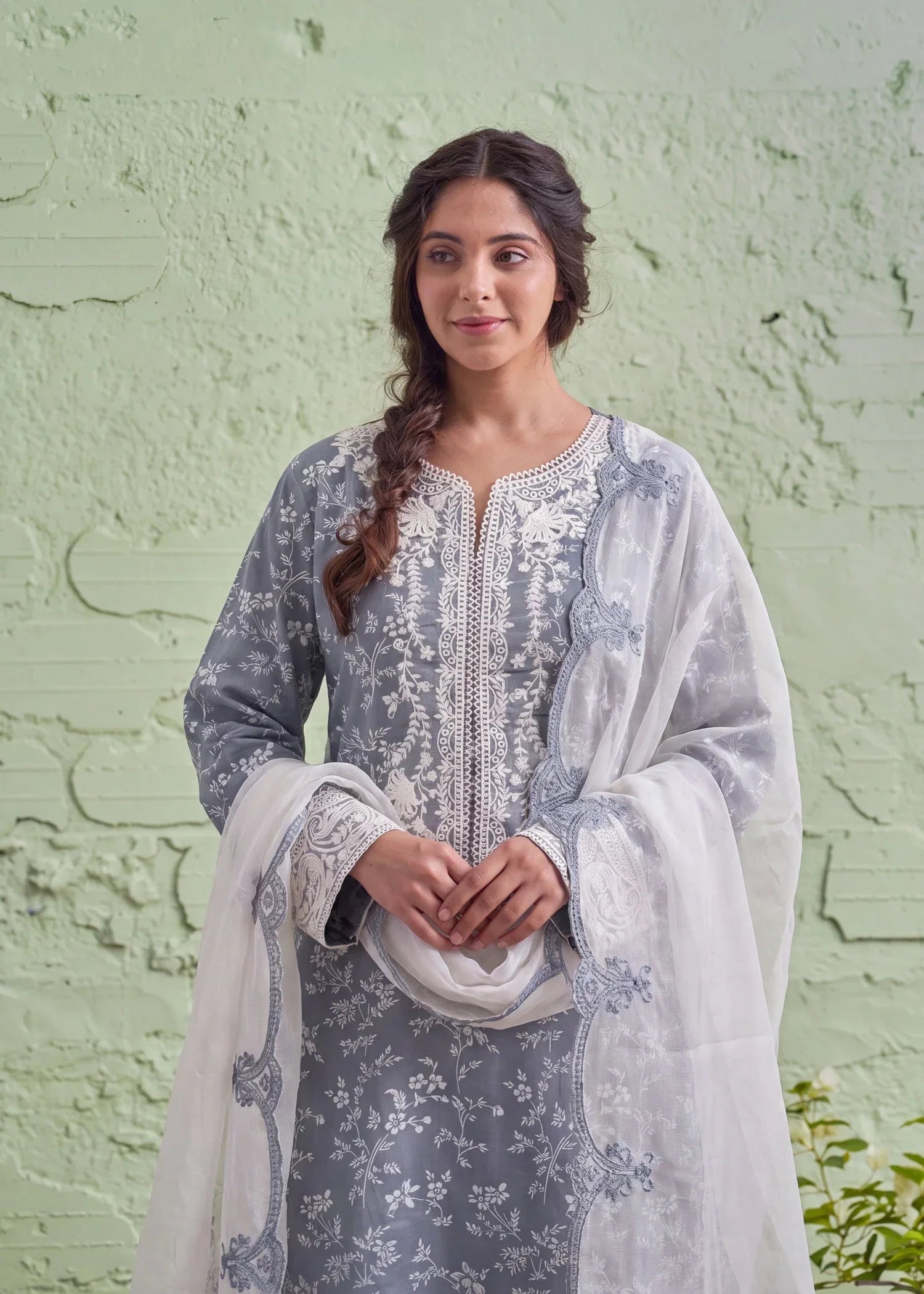Rosabella Grey Premium Fabric Pakistani Summer Dresses - Sahiba-clothing - 3