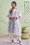 Rosabella Grey Premium Fabric Pakistani Summer Dresses - Sahiba-clothing - 1