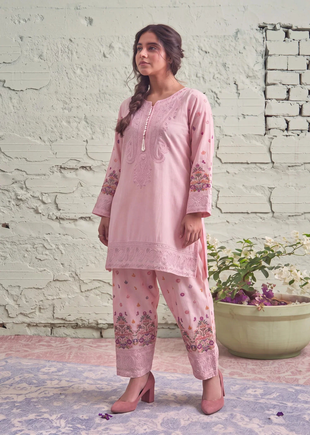 Swaye Pink Premium Fabric Pakistani Summer Dresses - Sahiba-clothing - 3