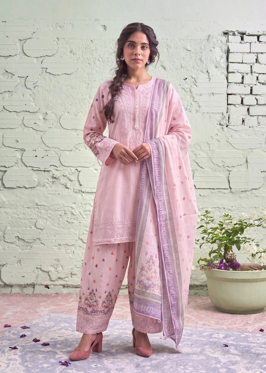 Swaye Pink Premium Fabric Pakistani Summer Dresses - Sahiba-clothing - 1