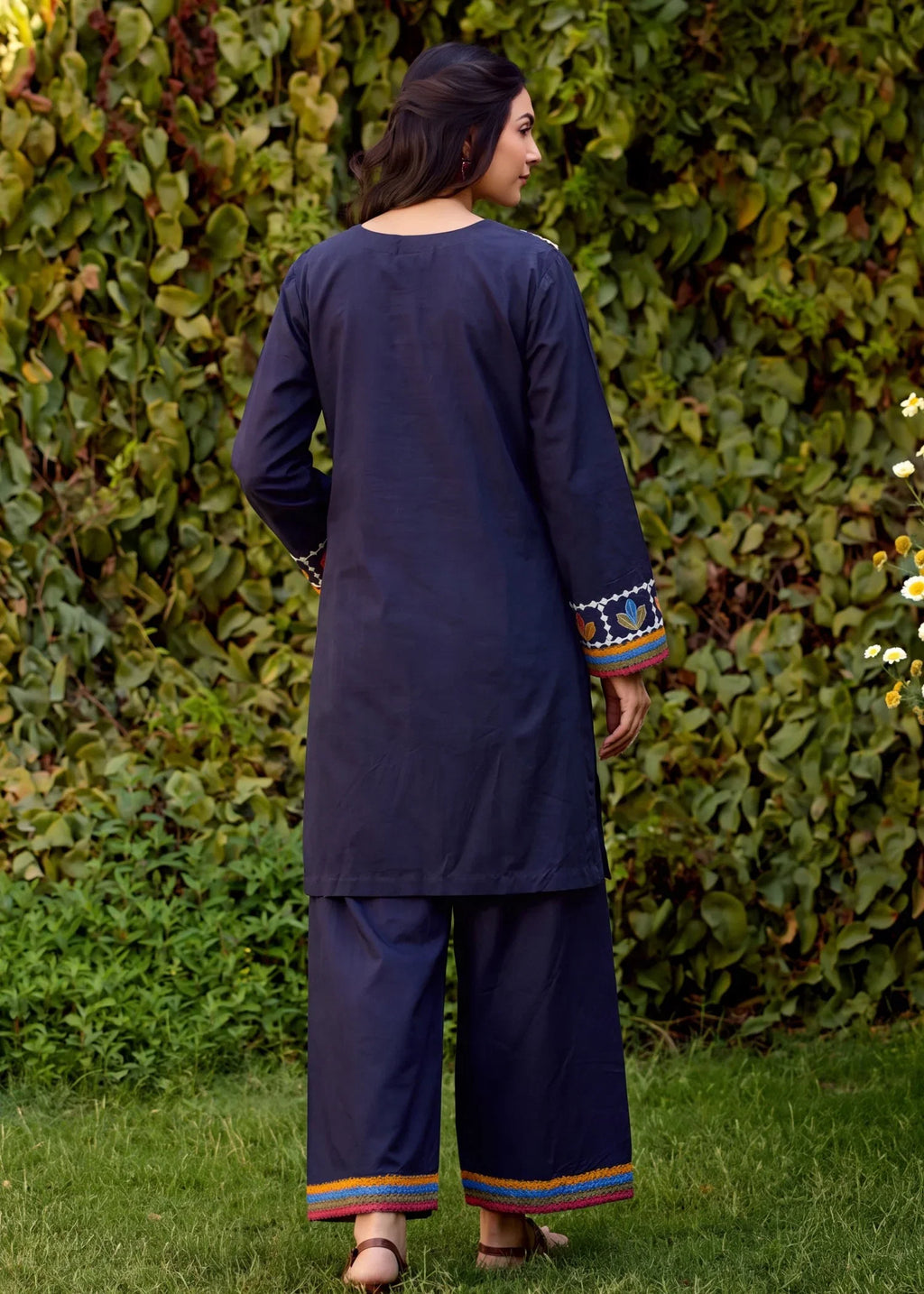 Twirl Navy Premium Fabric Pakistani Summer Dresses - Sahiba-clothing - 2