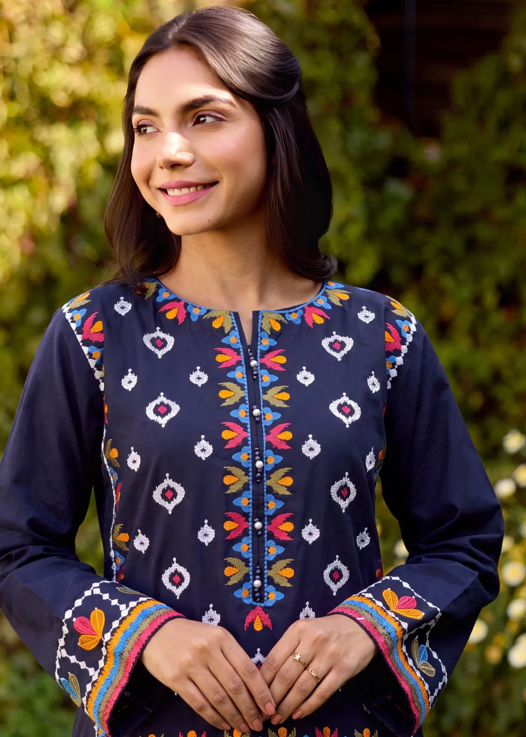 Twirl Navy Premium Fabric Pakistani Summer Dresses - Sahiba-clothing - 3
