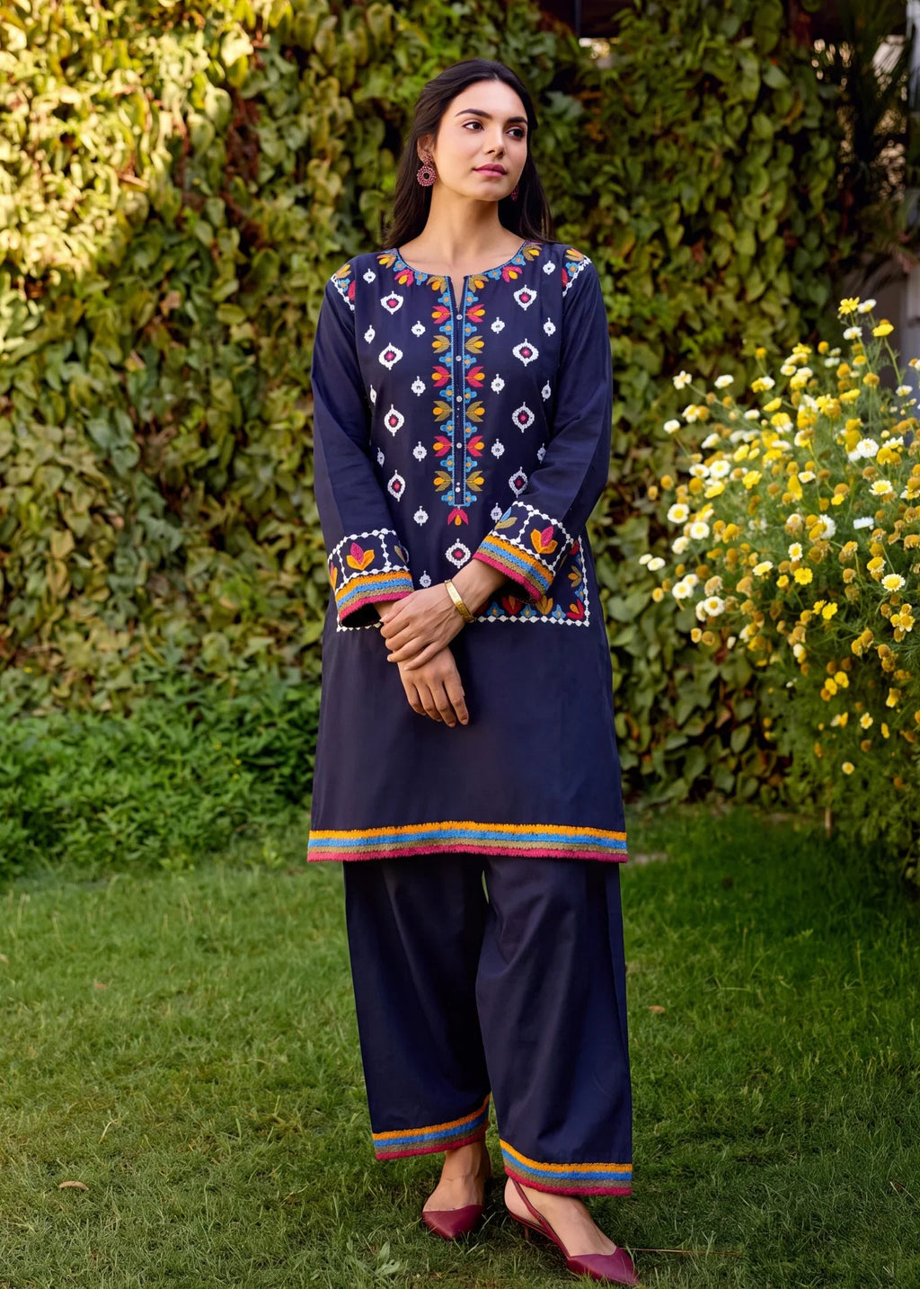 Twirl Navy Premium Fabric Pakistani Summer Dresses - Sahiba-clothing - 4