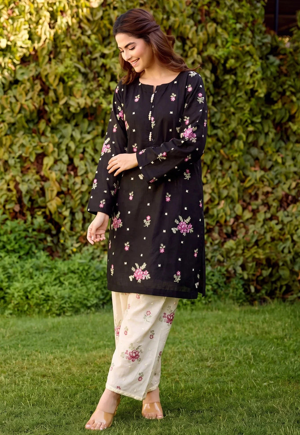 Gul-e-Aasman Black Premium Fabric Pakistani Summer Dresses - Sahiba-clothing - 1