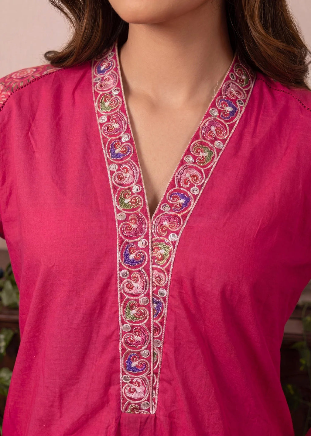 Geranium Red Premium Fabric Pakistani Summer Dresses - Sahiba-clothing - 4