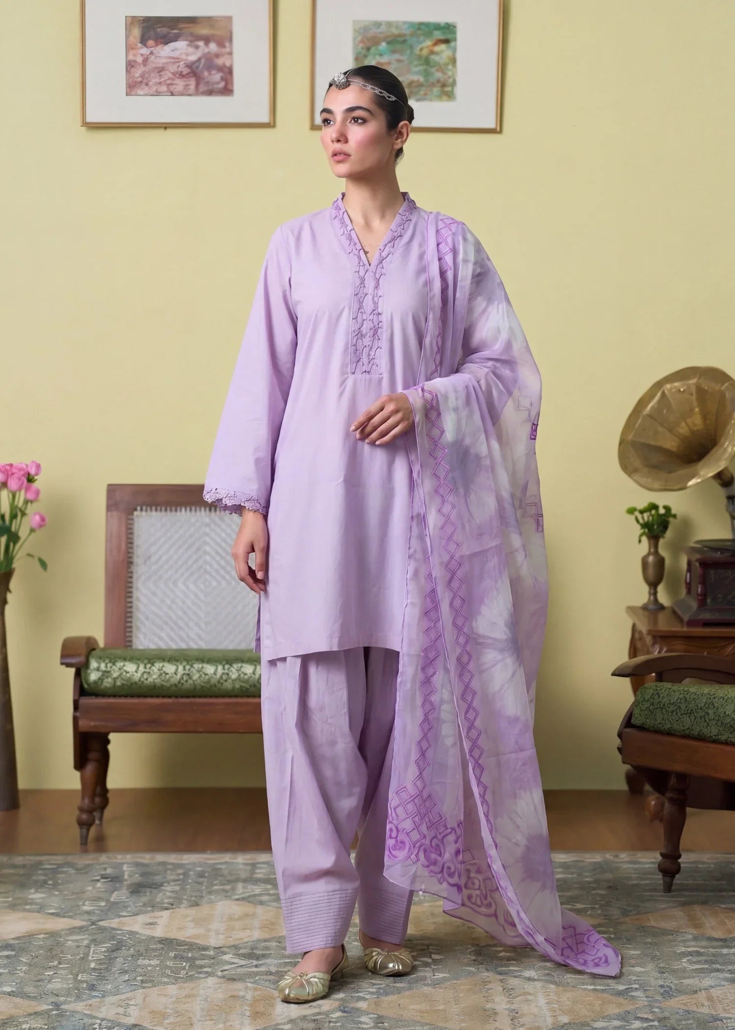 Espresso Lailac Premium Fabric Pakistani Summer Dresses - Sahiba-clothing - 1