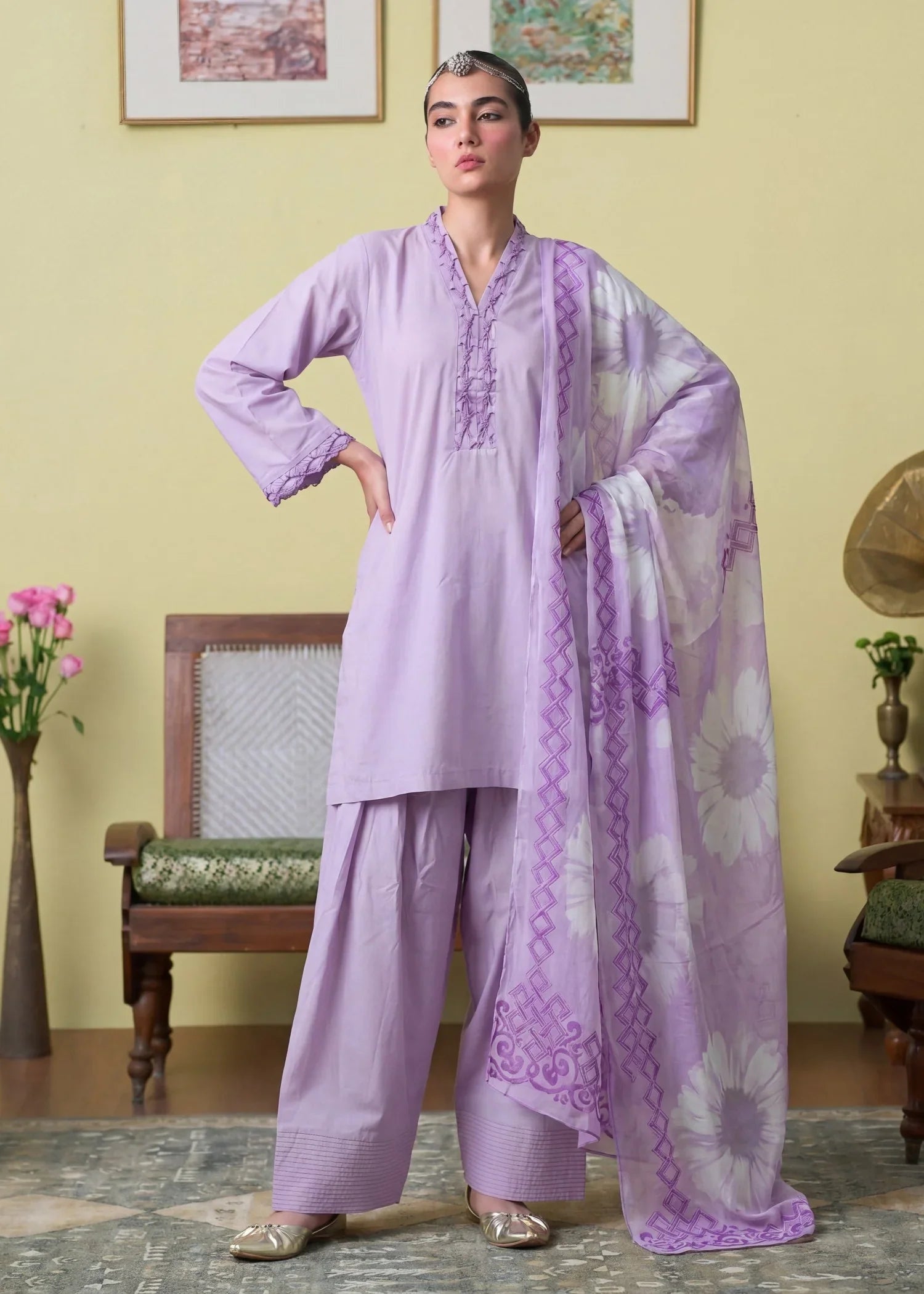 Espresso Lailac Premium Fabric Pakistani Summer Dresses - Sahiba-clothing - 7