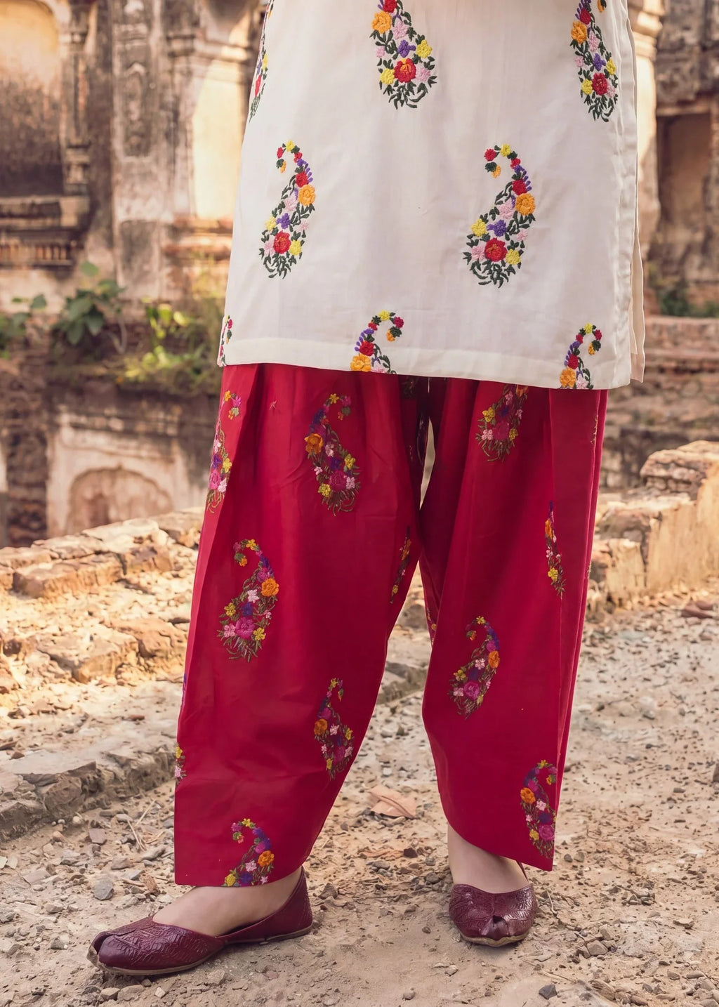 Leafline White Premium Fabric Pakistani Summer Dresses - Sahiba-clothing - 2