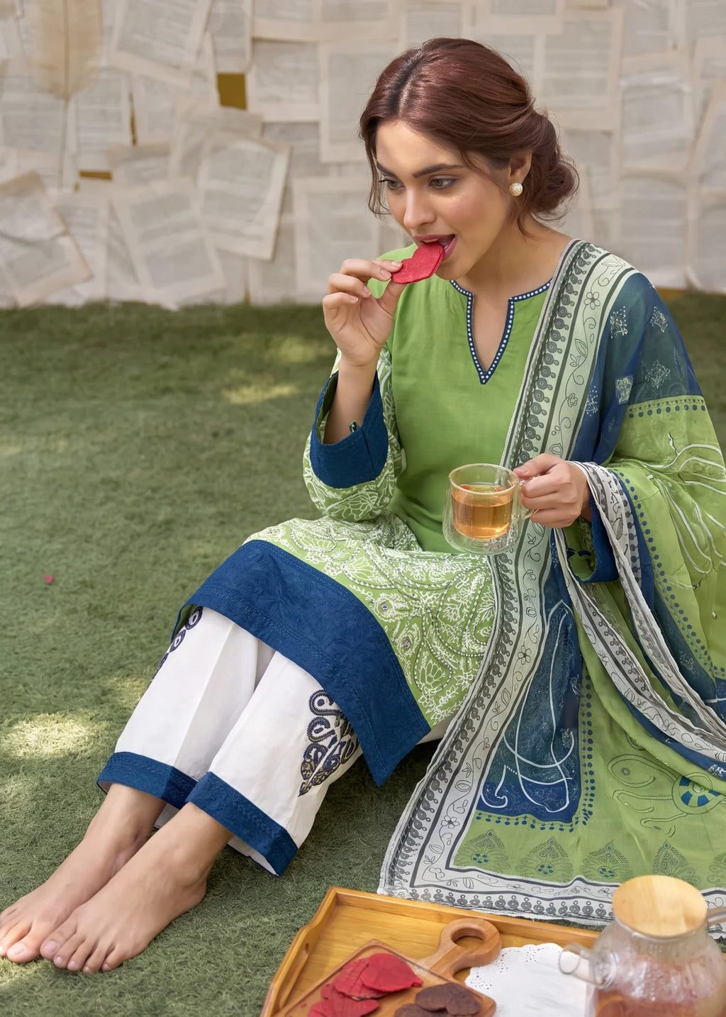 Qamariya Green Premium Fabric Pakistani Summer Dresses - Sahiba-clothing - 3