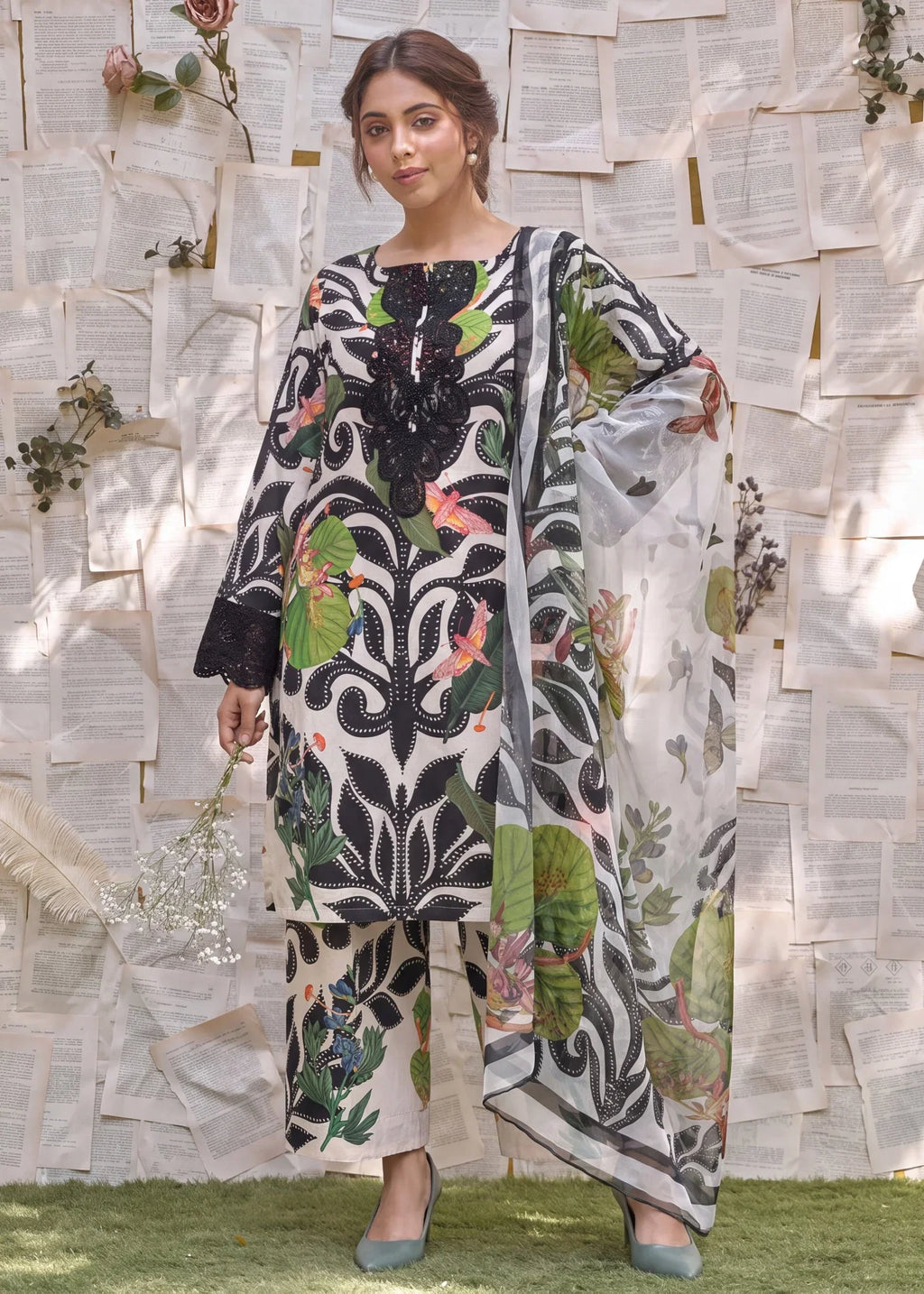 Sanam White Premium Fabric Pakistani Summer Dresses - Sahiba-clothing - 6