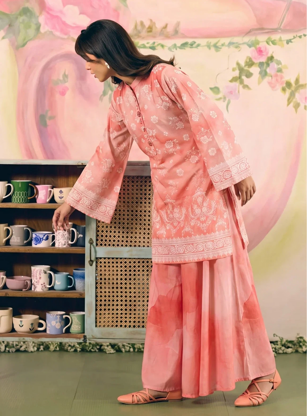 Pehlaj Peach Premium Fabric Pakistani Summer Dresses - Sahiba-clothing - 4