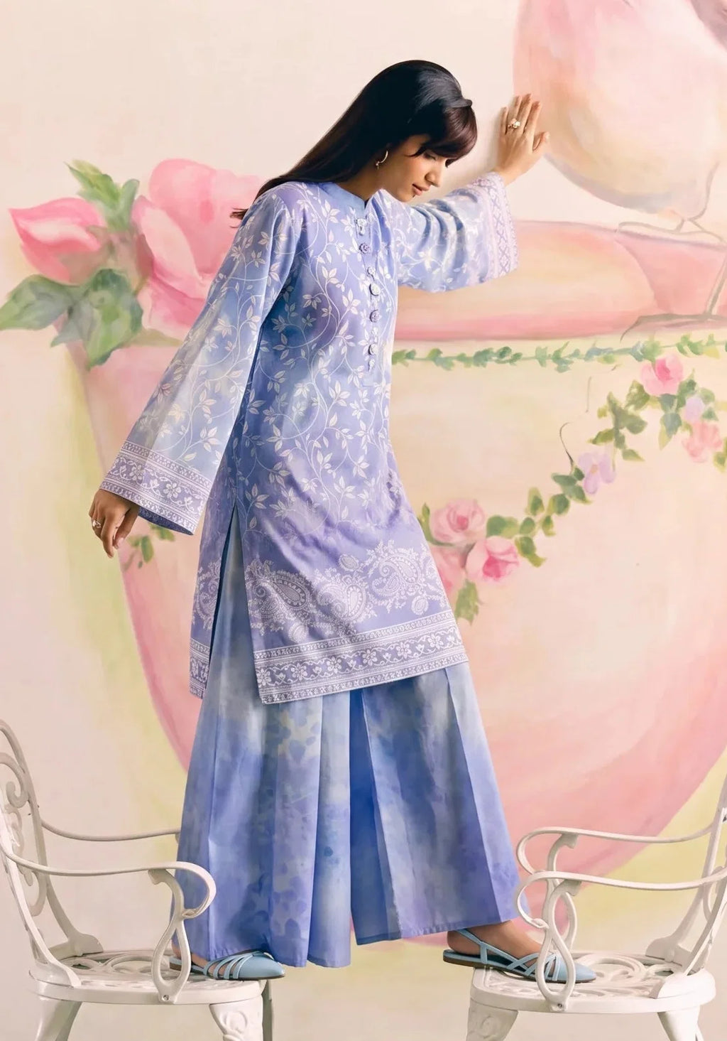 Pehlaj Blue Premium Fabric Pakistani Summer Dresses - Sahiba-clothing - 5