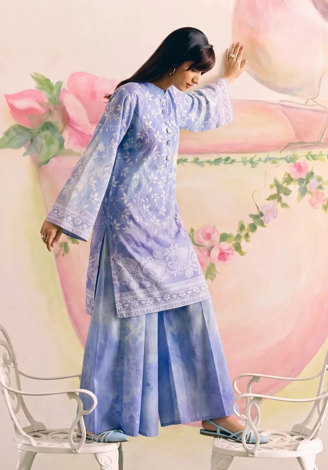 Pehlaj Blue Premium Fabric Pakistani Summer Dresses - Sahiba-clothing - 5